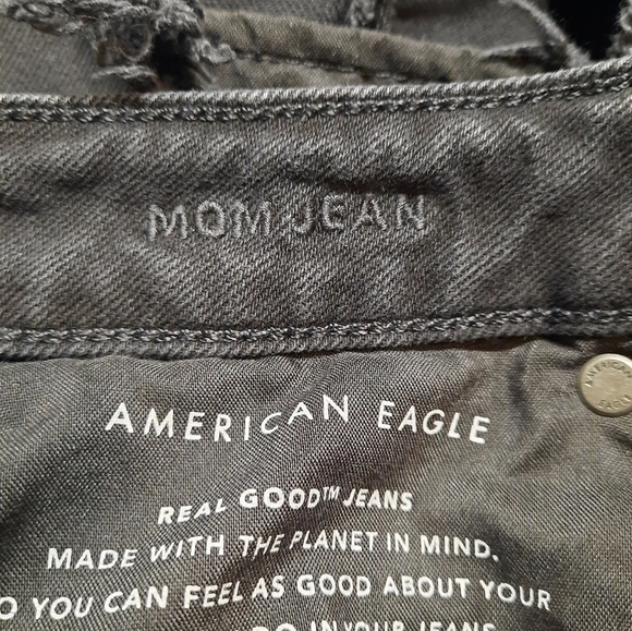 AEO (Size 12) Black Distressed Mom Jeans - Black - Picture 6 of 8